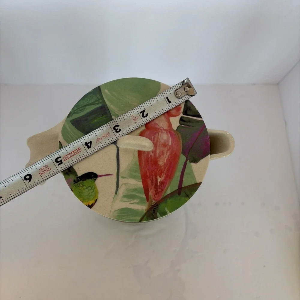 Bamboo Tropical Bird Pitcher Anthropologie style Tropical Summer Tiki Colorful‎